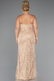 Brautkleid In Übergröße Lang Perlenbesetzt Gold ABU5328