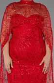 Brautkleid In Übergröße Lang Perlenbesetzt Rot ABU5328