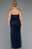 Brautkleid In Übergröße Lang Perlenbesetzt Marineblau ABU5328