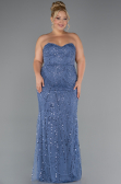 Brautkleid In Übergröße Lang Perlenbesetzt Blau ABU5328