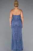 Brautkleid In Übergröße Lang Perlenbesetzt Blau ABU5328