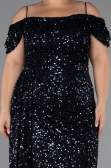Abendkleid in Übergröße Lang Marineblau ABU5232