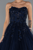 Designer Verlobungskleid Lang Marineblau ABU5344