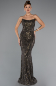 Abendkleid Lang Perlenbesetzt Khaki ABU5345