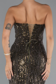 Abendkleid Lang Perlenbesetzt Khaki ABU5345