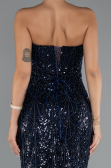 Abendkleid Lang Perlenbesetzt Marineblau ABU5345