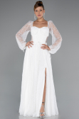 Abendkleid Lang Spitze Weiß ABU5334