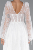 Abendkleid Lang Spitze Weiß ABU5334