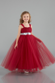 Weinrot Abendkleid Für Kinder Lang ABU3031