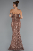 Abendkleid Lang Perlenbesetzt Kupfer ABU5345