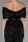 Partykleid Midi Perlenbesetzt Schwarz ABK2453