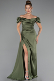 Khaki Verlobungskleid Satin Lang ABU1606