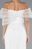 Abendkleid Lang Perlenbesetzt Weiß ABU5371