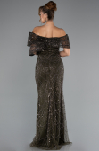 Abendkleid Lang Perlenbesetzt Khaki ABU5371