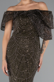 Abendkleid Lang Perlenbesetzt Khaki ABU5371