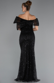 Abendkleid Lang Perlenbesetzt Schwarz ABU5371