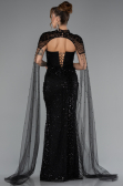 Abendkleid Lang Perlenbesetzt Schwarz ABU5363