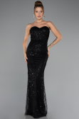 Schwarz Abendkleid Lang ABU4517