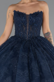 Designer Verlobungskleid Lang Spitze Marineblau ABU5375
