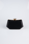 Abendtasche Satin Schwarz-Gold SH812