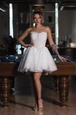 Hochzeitskleider Mini Spitze Weiß ABG164