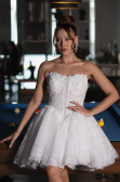 Hochzeitskleider Mini Spitze Weiß ABG164