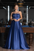 Azurblau Abschlusskleid Satin Lang ABU5105