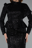 Schwarz Hijab-Abendkleid Lang ABK2346