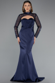 Abendkleid Lang Satin Marineblau ABU4765