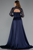 Abendkleid Lang Satin Marineblau ABU4765