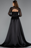 Abendkleid Lang Satin Schwarz ABU4765