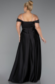 Kleider in Großen Größen Lang Satin Schwarz ABU5346