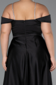 Kleider in Großen Größen Lang Satin Schwarz ABU5346