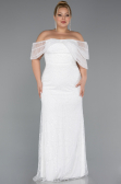 Brautkleid In Übergröße Lang Perlenbesetzt Weiß ABU5372