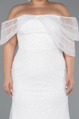Brautkleid In Übergröße Lang Perlenbesetzt Weiß ABU5372