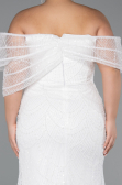 Brautkleid In Übergröße Lang Perlenbesetzt Weiß ABU5372