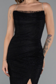 Abendkleid Lang Spitze Schwarz ABU5407