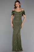 Abendkleid Lang Perlenbesetzt Khaki ABU5400