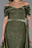 Abendkleid Lang Perlenbesetzt Khaki ABU5400