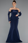 Abendkleid im Meerjungfrau-Stil Lang Marineblau ABU5421