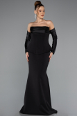 Abendkleid im Meerjungfrau-Stil Lang Schwarz ABU5421