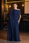 Standesamtkleid Lang Chiffon Marineblau ABU5418
