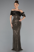 Abendkleid Lang Perlenbesetzt Khaki ABU5434