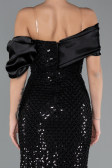 Abendkleid Lang Perlenbesetzt Schwarz ABU5434