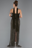 Abendkleid Lang Perlenbesetzt Dunkles Khaki ABU5438