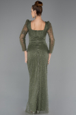 Abendkleid Lang Perlenbesetzt Khaki ABU5431