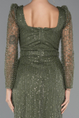 Abendkleid Lang Perlenbesetzt Khaki ABU5431