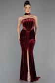 Abendkleid Lang Samt Weinrot ABU5437