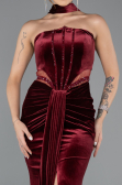 Abendkleid Lang Samt Weinrot ABU5437