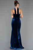 Abendkleid Lang Samt Marineblau ABU5437